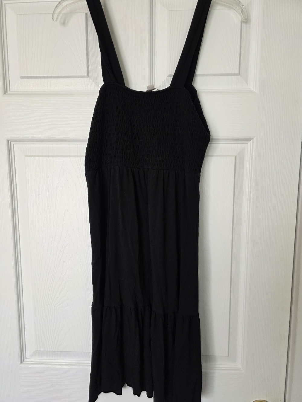 Loft Size XS Black Smocked Bodice Midi Dress Womens